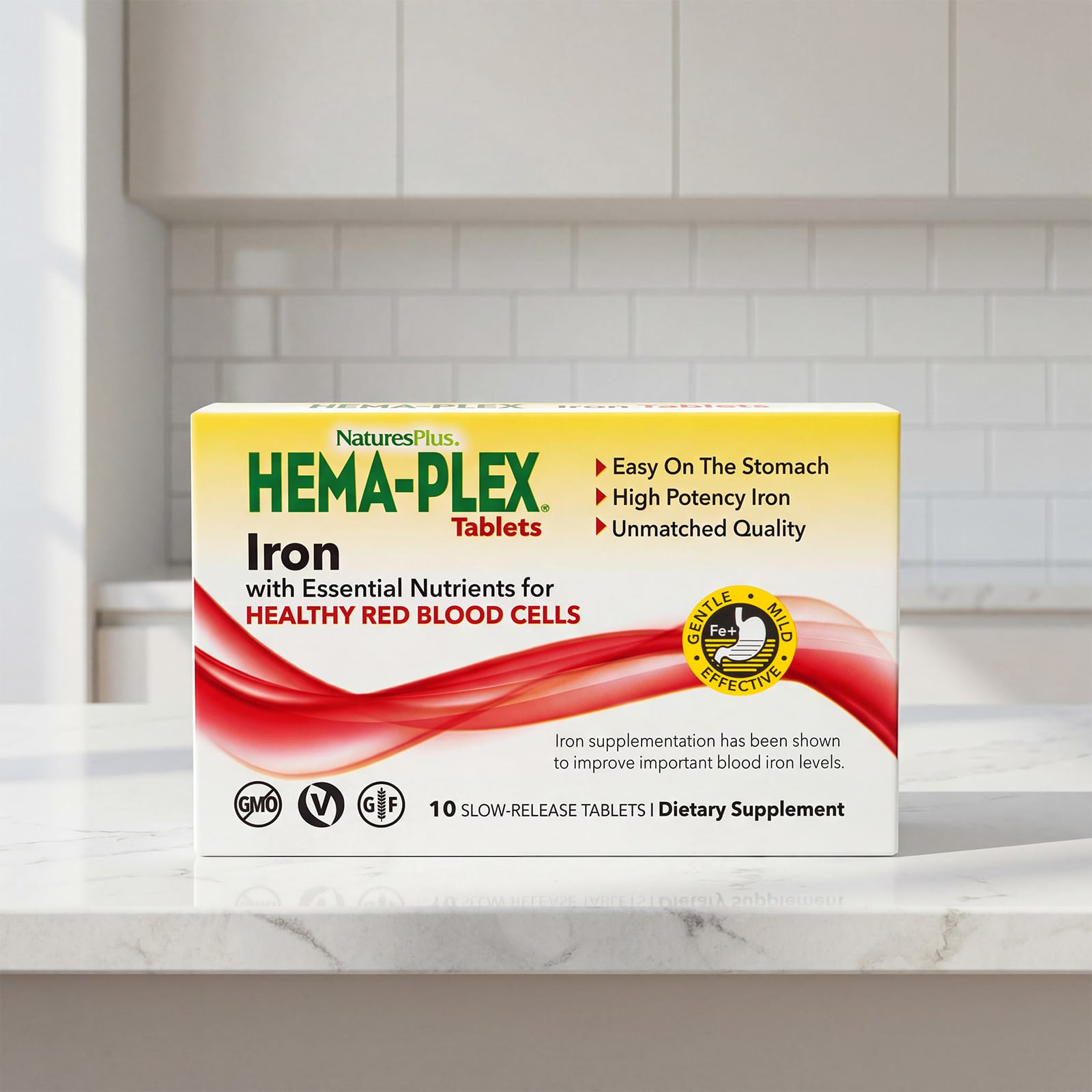 NaturesPlus, Hema-Plex®, Iron with Essential Nutrients for Healthy Red Blood Cells , 10 Slow Release Tablets - Image 5