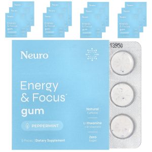 NeuroGum, Energy & Focus Gum, Peppermint, 12 Pack, 9 Pieces Each