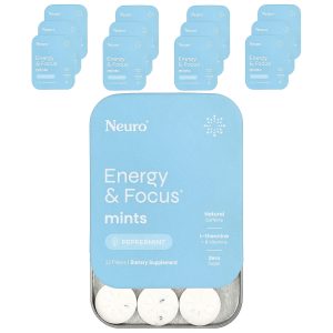 NeuroGum, Energy & Focus Mints, Peppermint, 12 Pack, 12 Pieces Each