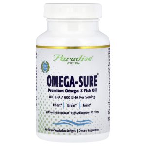 Paradise Herbs, Omega-Sure®, Premium Omega-3 Fish Oil, 60 Pesco Vegetarian Softgels