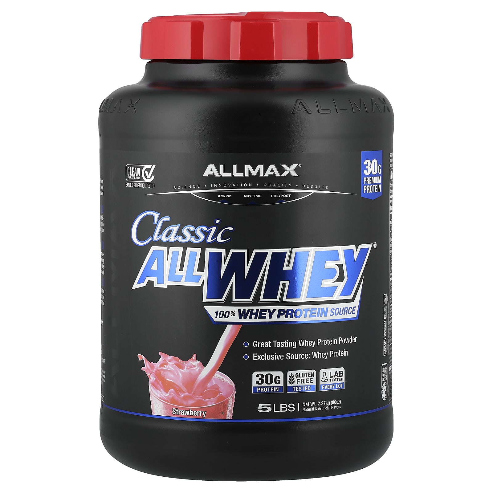 ALLMAX, CLASSIC ALLWHEY®, 100% Whey Protein Source, Strawberry, 5 lbs (2.27 kg)
