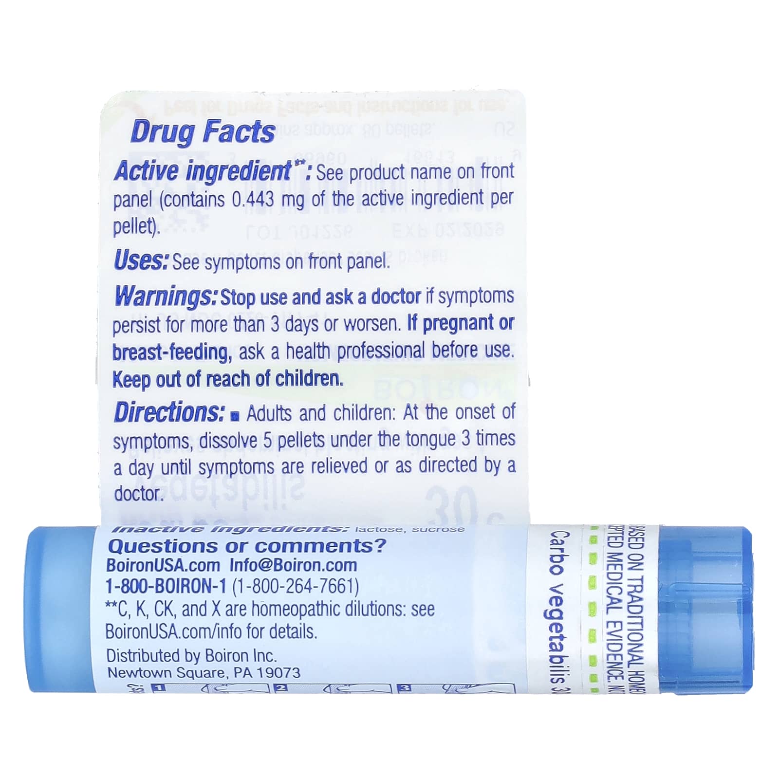 Boiron, Carbo Vegetabilis, 30C, Bloat & Gas Relief, Approx 80 Pellets - Image 2