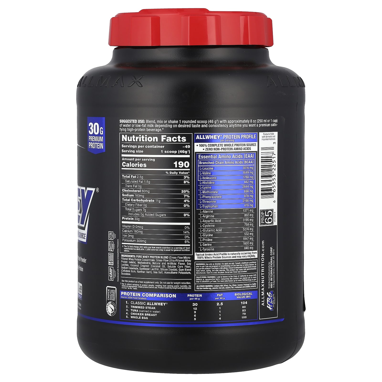 ALLMAX, CLASSIC ALLWHEY®, 100% Whey Protein Source, Vanilla, 5 lbs (2.27 kg) - Image 2