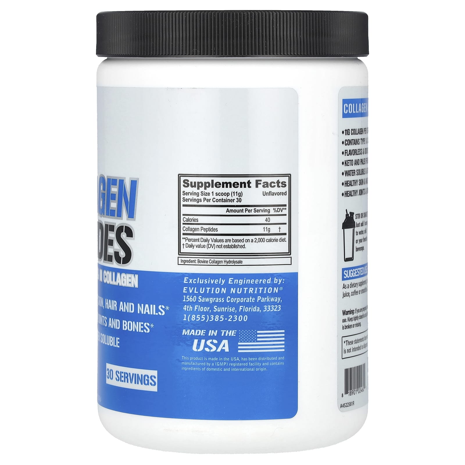 EVLution Nutrition, Collagen Peptides, Unflavored, 11.64 oz (330 g) - Image 2