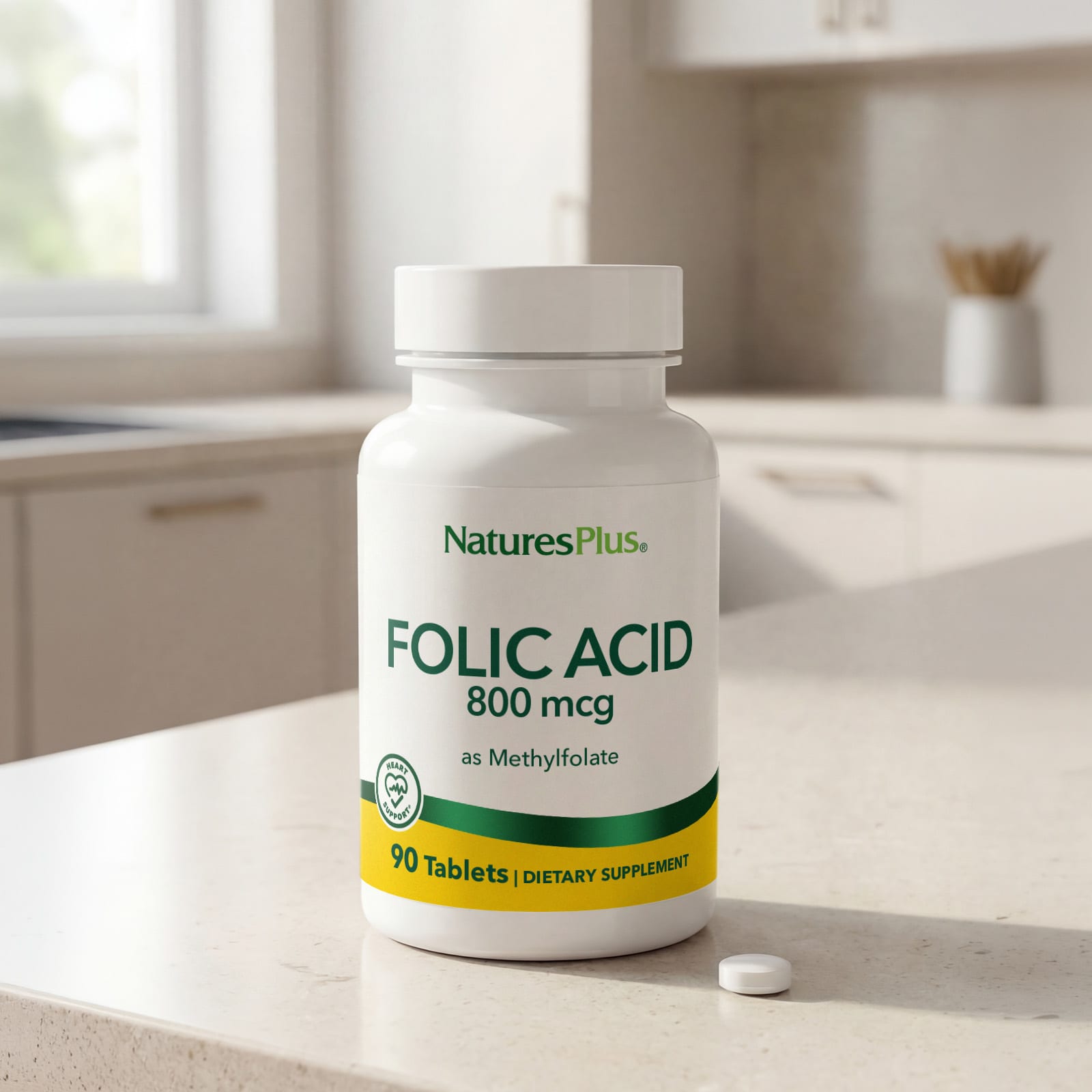 NaturesPlus, Folic Acid as Methylfolate , 800 mcg, 90 Tablets - Image 5