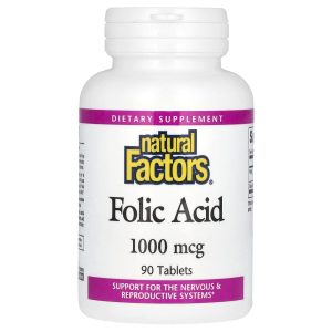 Natural Factors, Folic Acid, 1,000 mcg, 90 Tablets