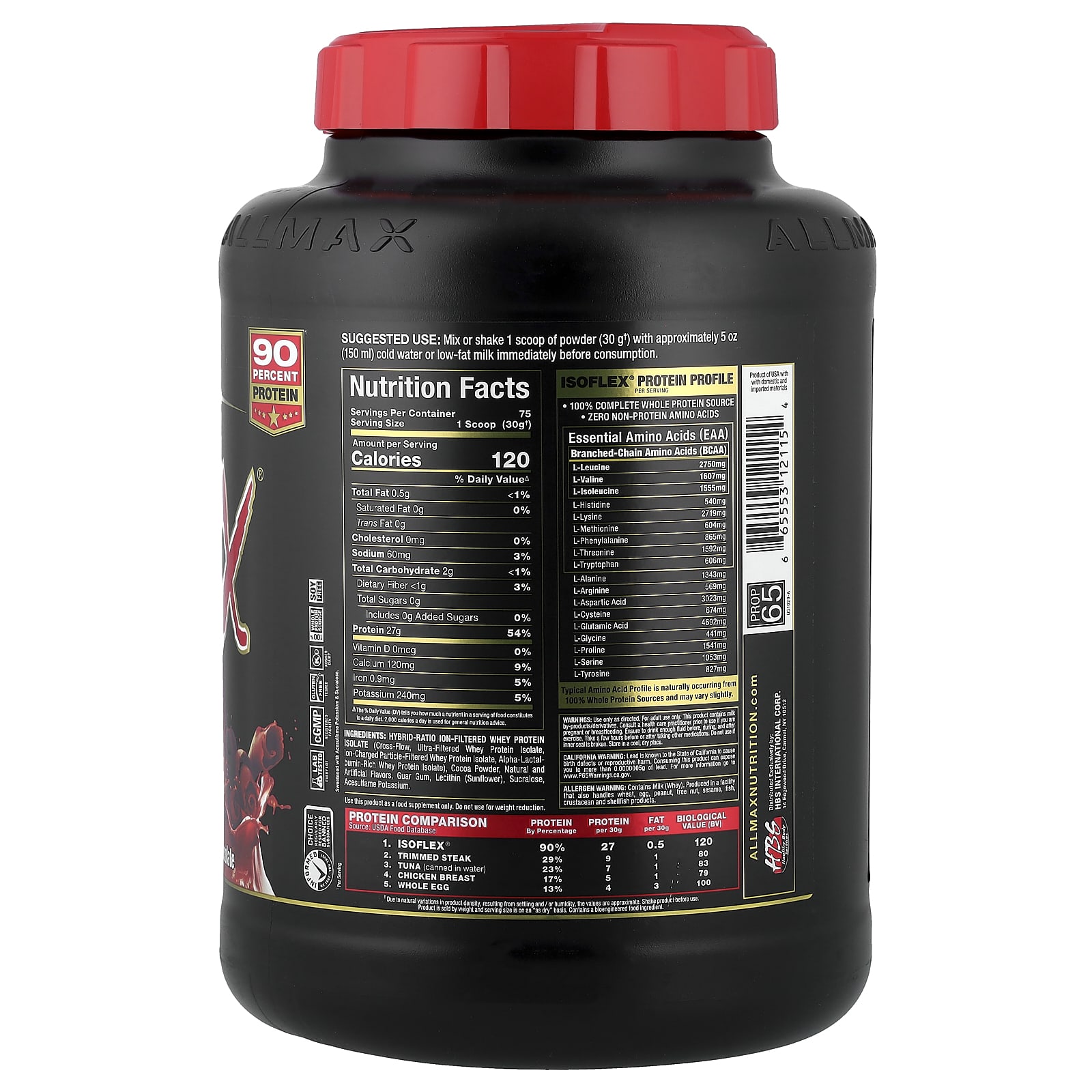 ALLMAX, ISOFLEX®, Pure Whey Protein Isolate, Chocolate, 5 lbs (2.27 kg) - Image 2
