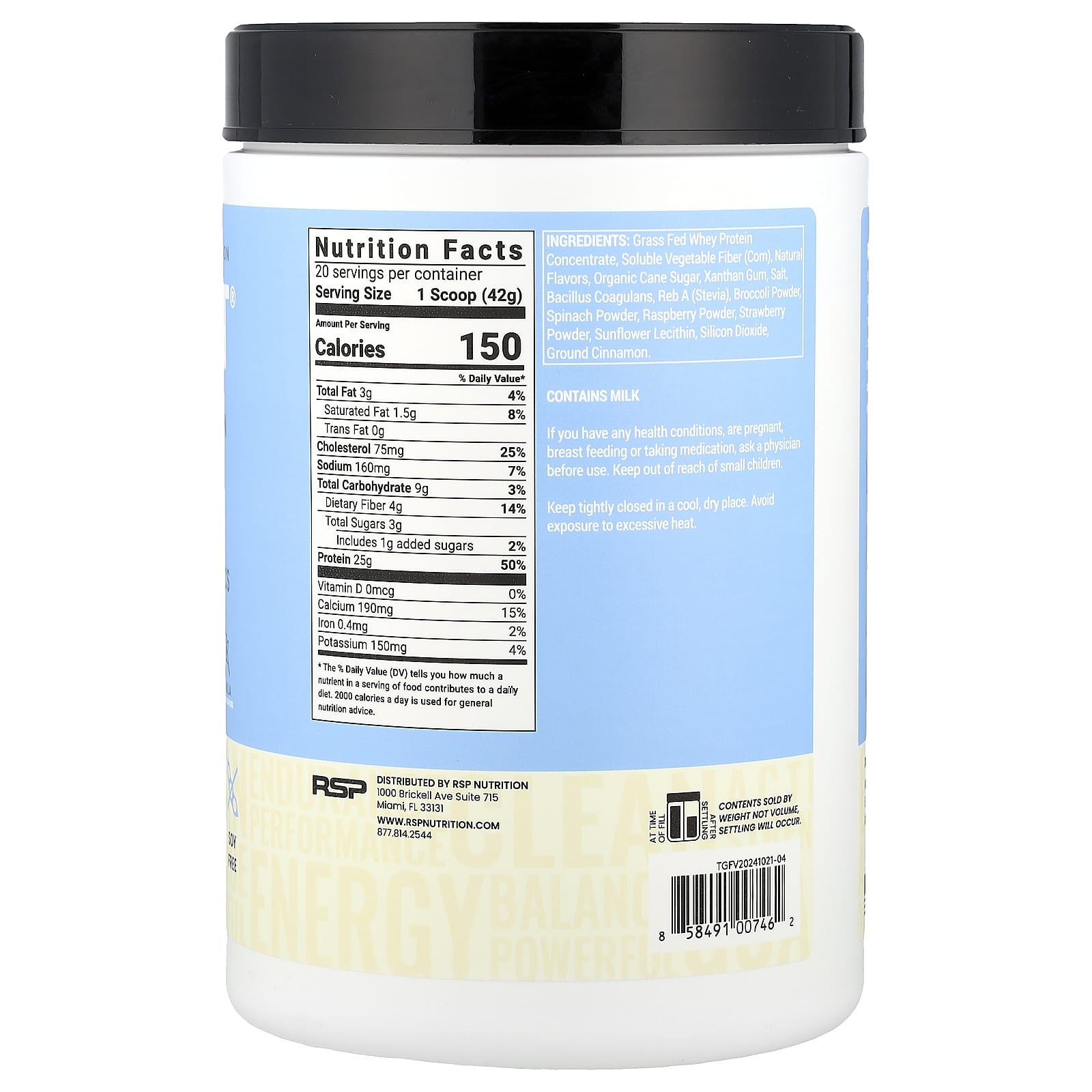 RSP Nutrition, TrueFit®, Grass-Fed Protein Powder Drink Mix, Vanilla, 1.85 lbs (840 g) - Image 2