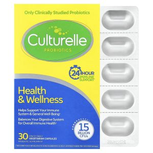 Culturelle, Probiotics, Health & Wellness, 15 Billion CFUs, 30 Once Daily Vegetarian Capsules