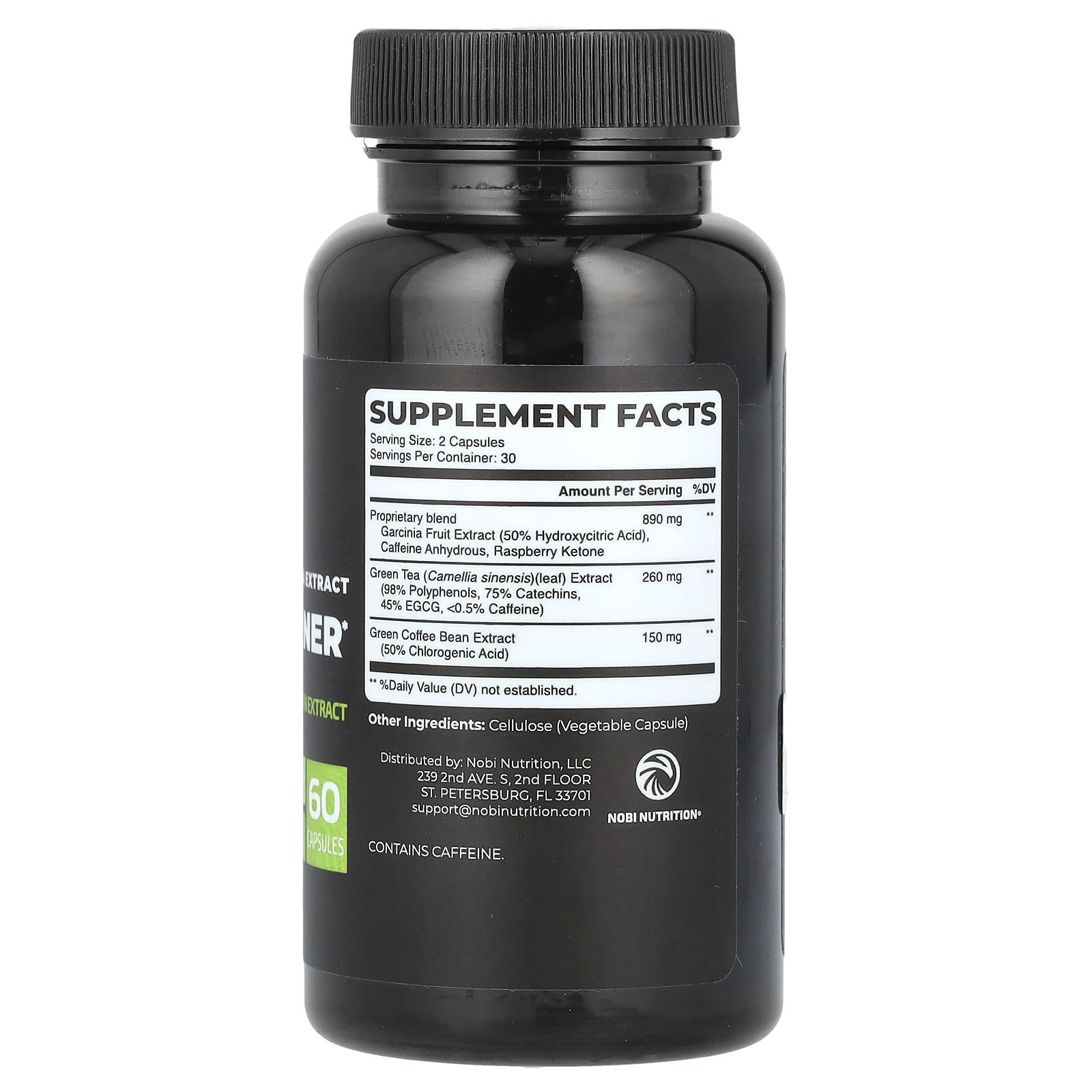 Nobi Nutrition, Fat Burner, Premium Green Tea Extract, 60 Capsules - Image 2