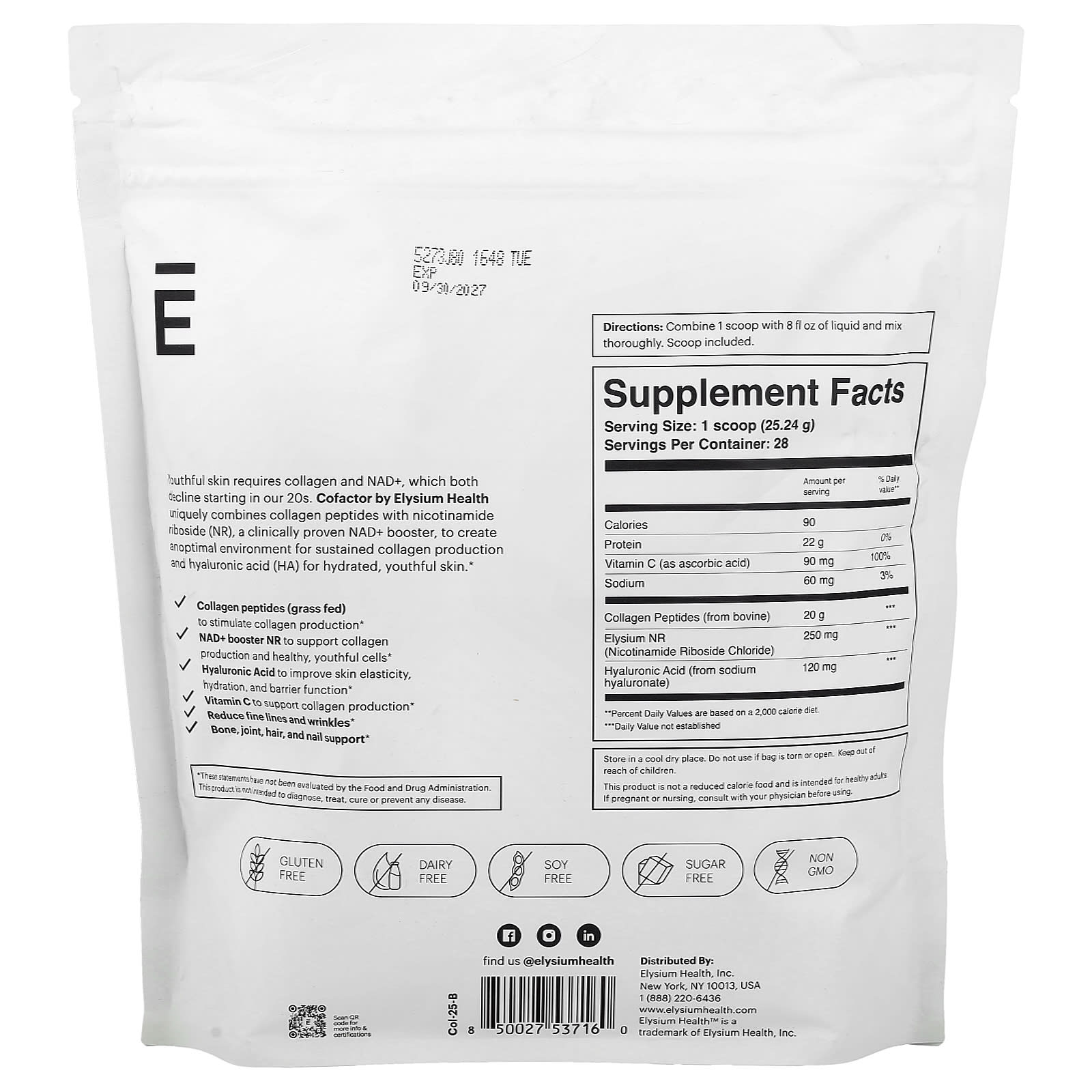 Elysium, Cofactor, Unflavored, 24.94 oz (707 g) - Image 2