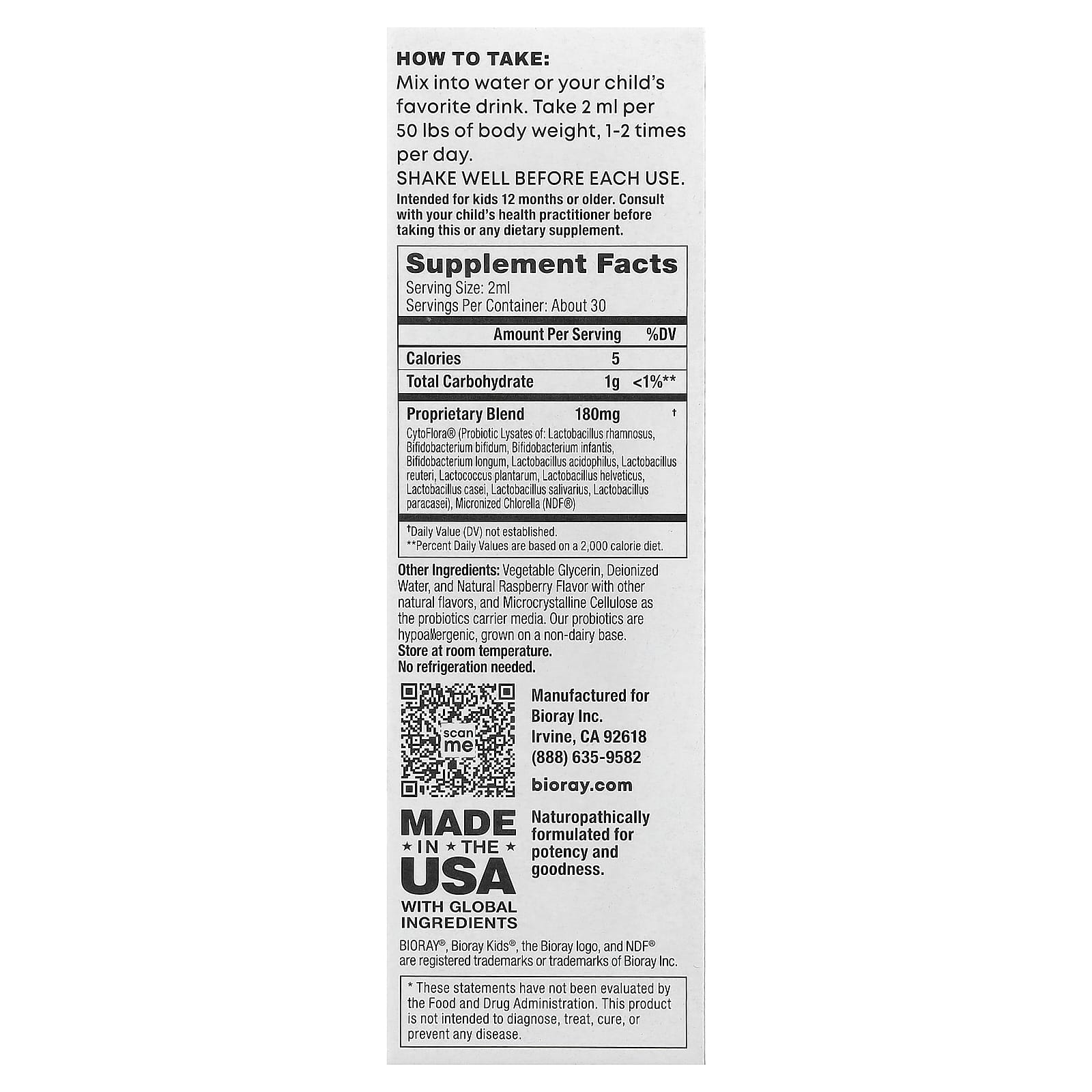 Bioray, Kids, NDF® Tummy, 11-Strain Probiotic Blend, Raspberry, 2 fl oz (60 ml) - Image 2