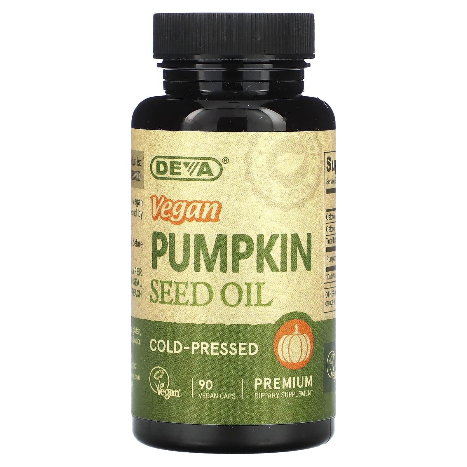 Deva, Vegan Pumpkin Seed Oil, 90 Vegan Caps (500 mg per Cap)