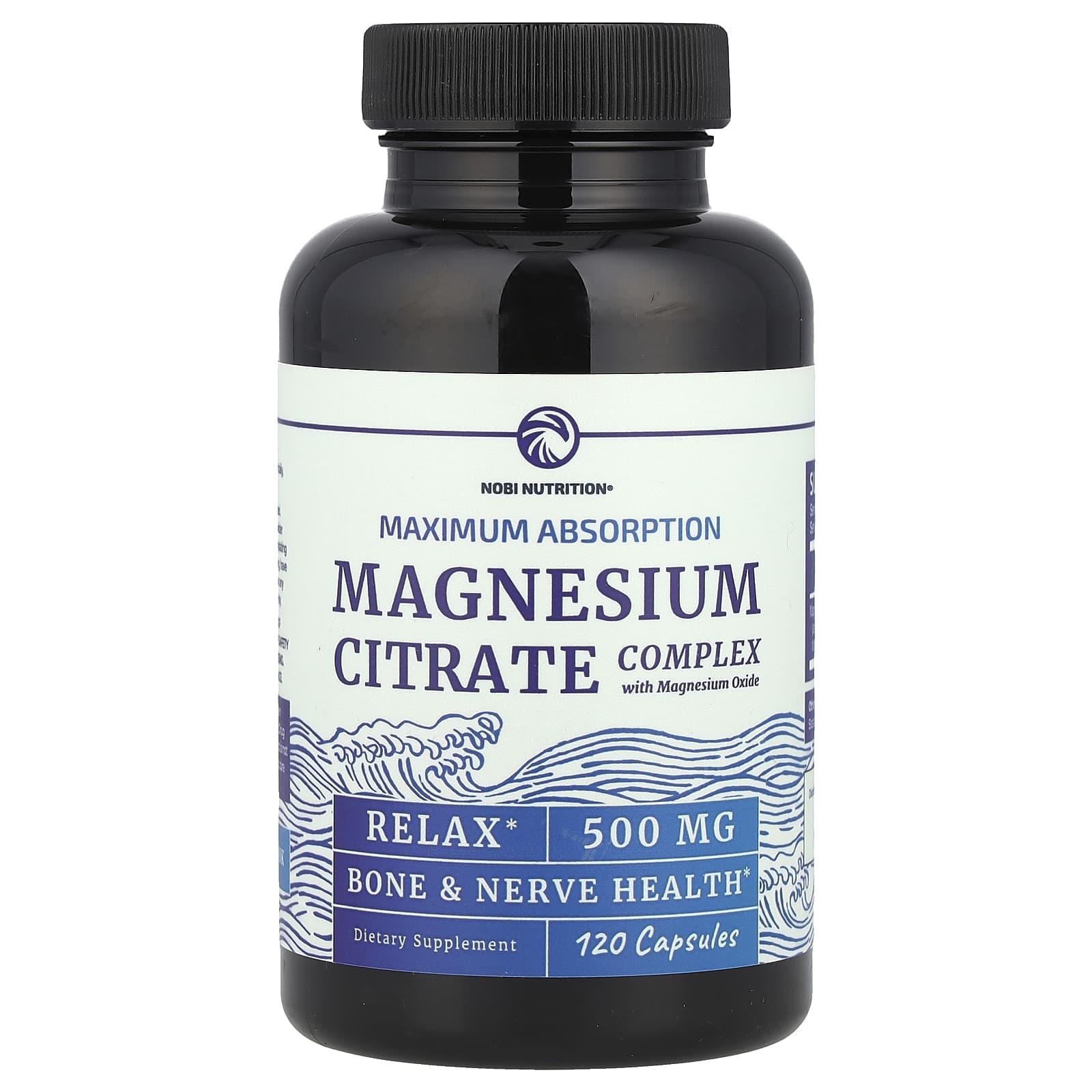 Nobi Nutrition, Magnesium Citrate Complex with Magnesium Oxide, Maximum Absorption, 500 mg, 120 Capsules