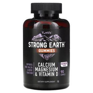 YumVs, Strong Earth™ Gummies, Calcium Magnesium & Vitamin D, Raspberry, 90 Gummies