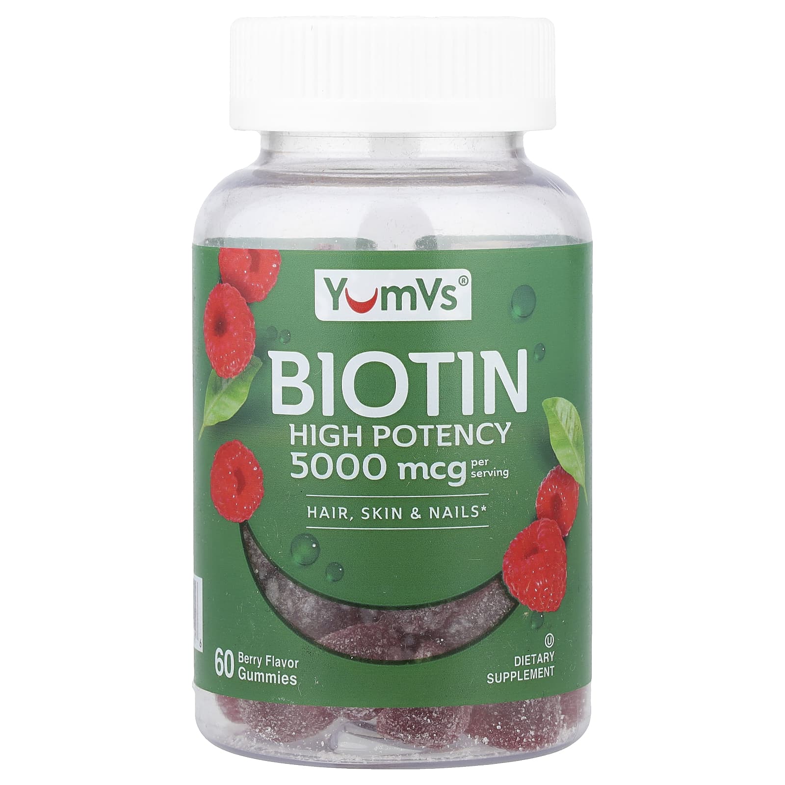 YumVs, Biotin Gummies, High Potency, Berry, 60 Gummies (2,500 mcg per Gummy)