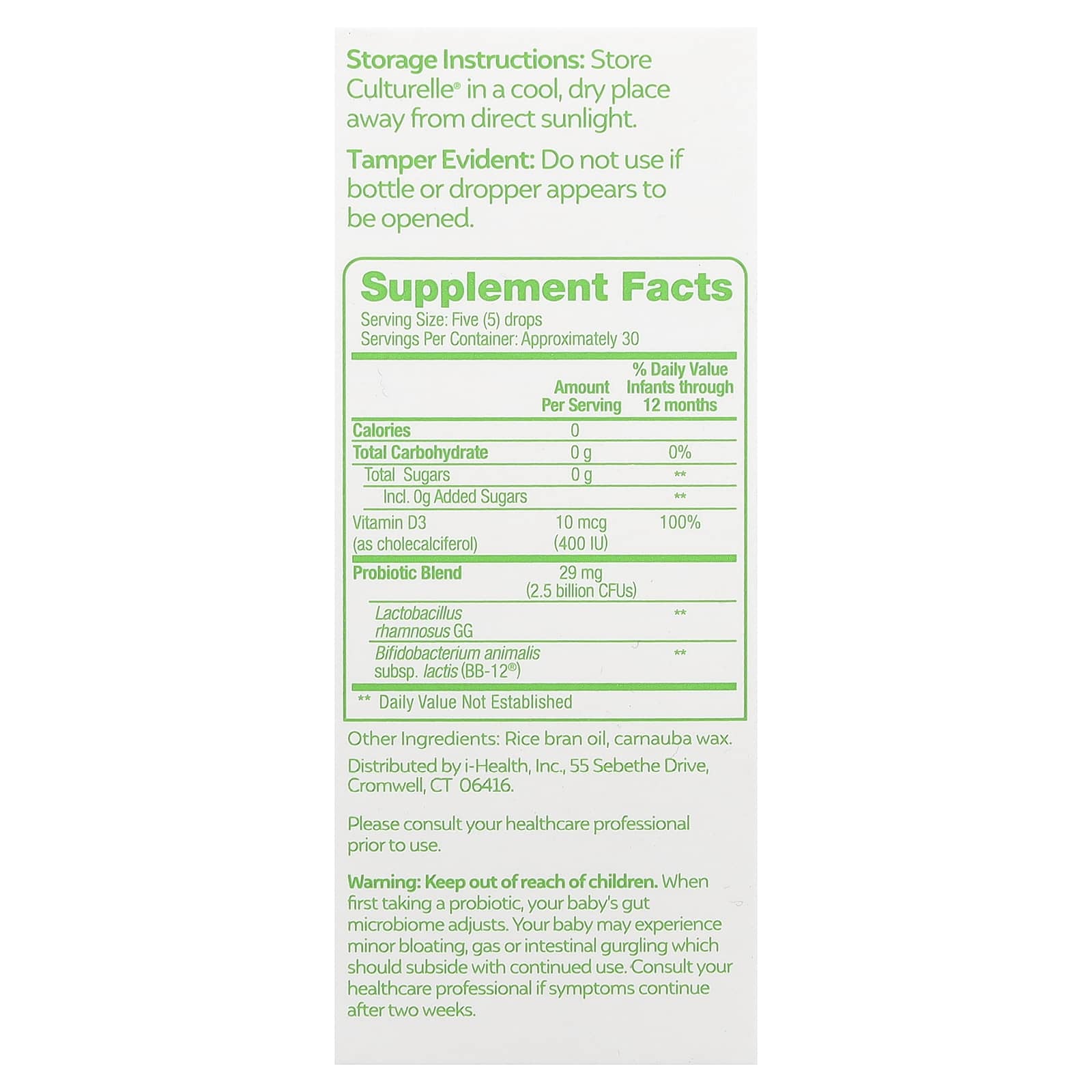 Culturelle, Baby Probiotics, Immune + Digestive Support, Probiotic & Vitamin D Drops, 0-12 Months, 0.3 fl oz (9 ml) - Image 2