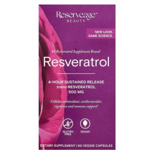 Reserveage Beauty, Resveratrol, 60 Veggie Capsules