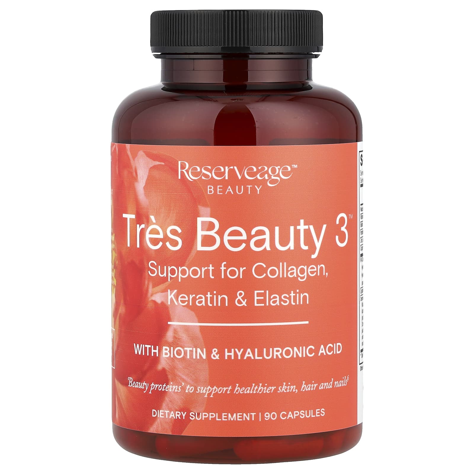 Reserveage Beauty, Tres Beauty 3™ with Biotin & Hyaluronic Acid, 90 Capsules - Image 3