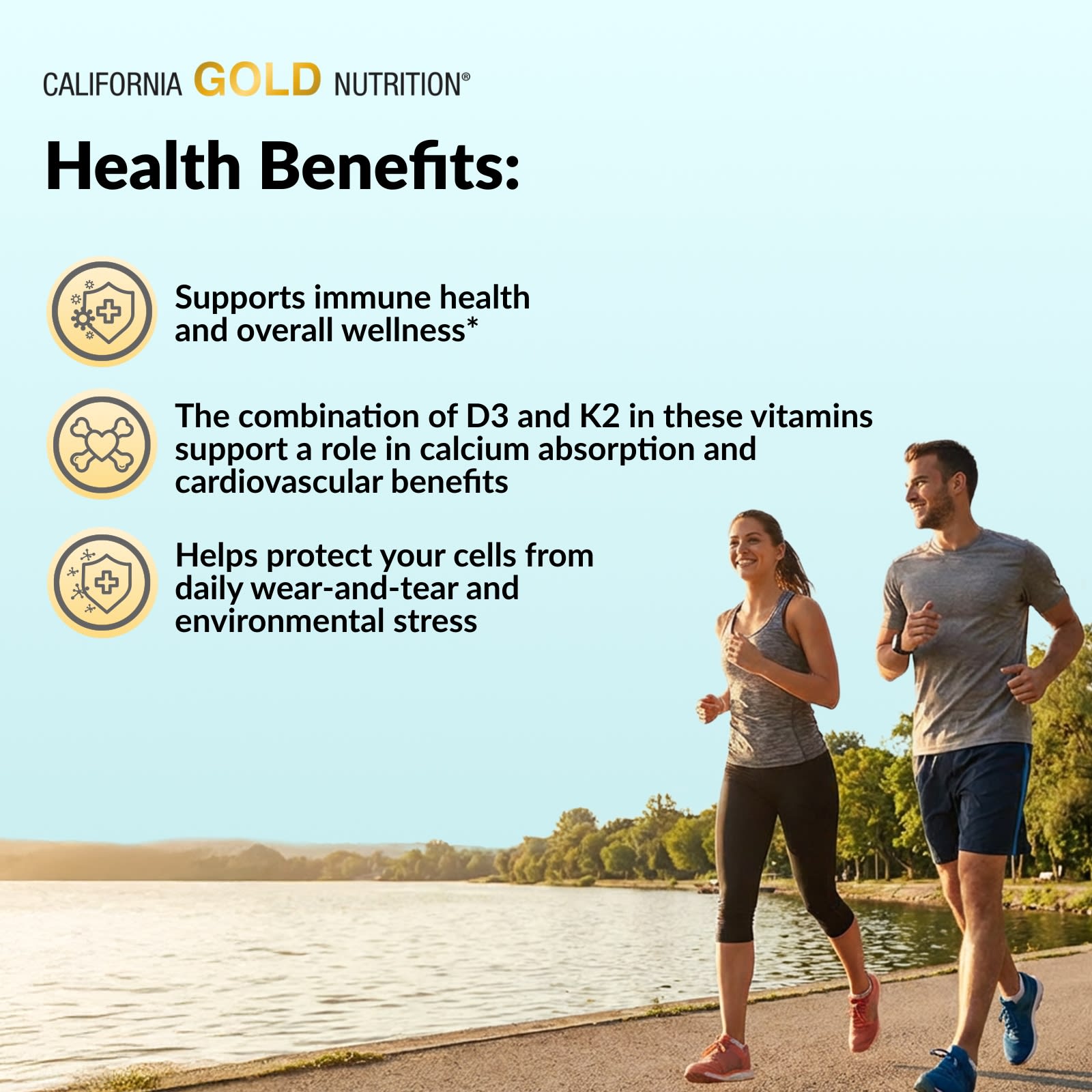 California Gold Nutrition, Vitamin D3 + K2 as MK-7, 60 Veggie Capsules - Image 5