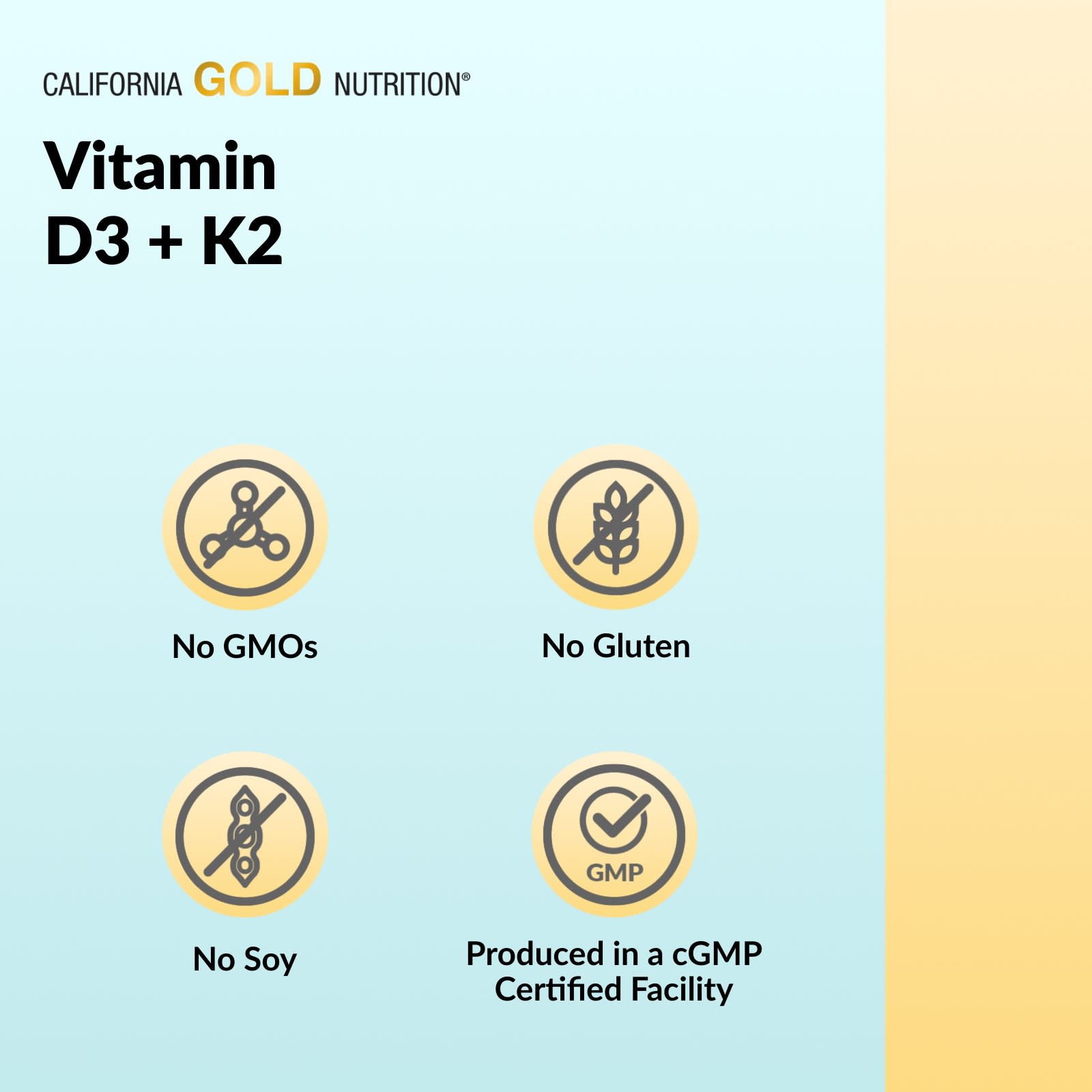 California Gold Nutrition, Vitamin D3 + K2 as MK-7, 60 Veggie Capsules - Image 6