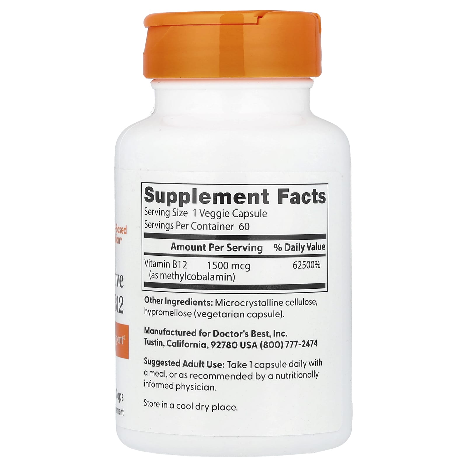 Doctor's Best, Fully Active B12, 1,500 mcg, 60 Veggie Caps - Image 2
