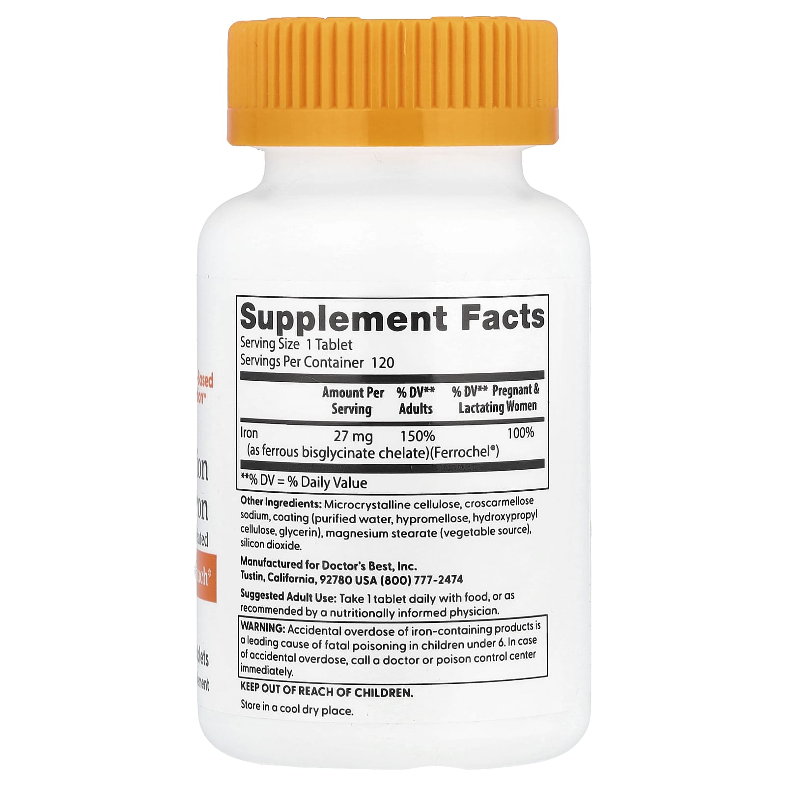 Doctor's Best, High Absorption Iron, 27 mg, 120 Tablets - Image 2